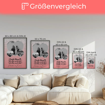 Mama Plakat Vergiss nie wie toll du bist mit 3 Herz Fotos