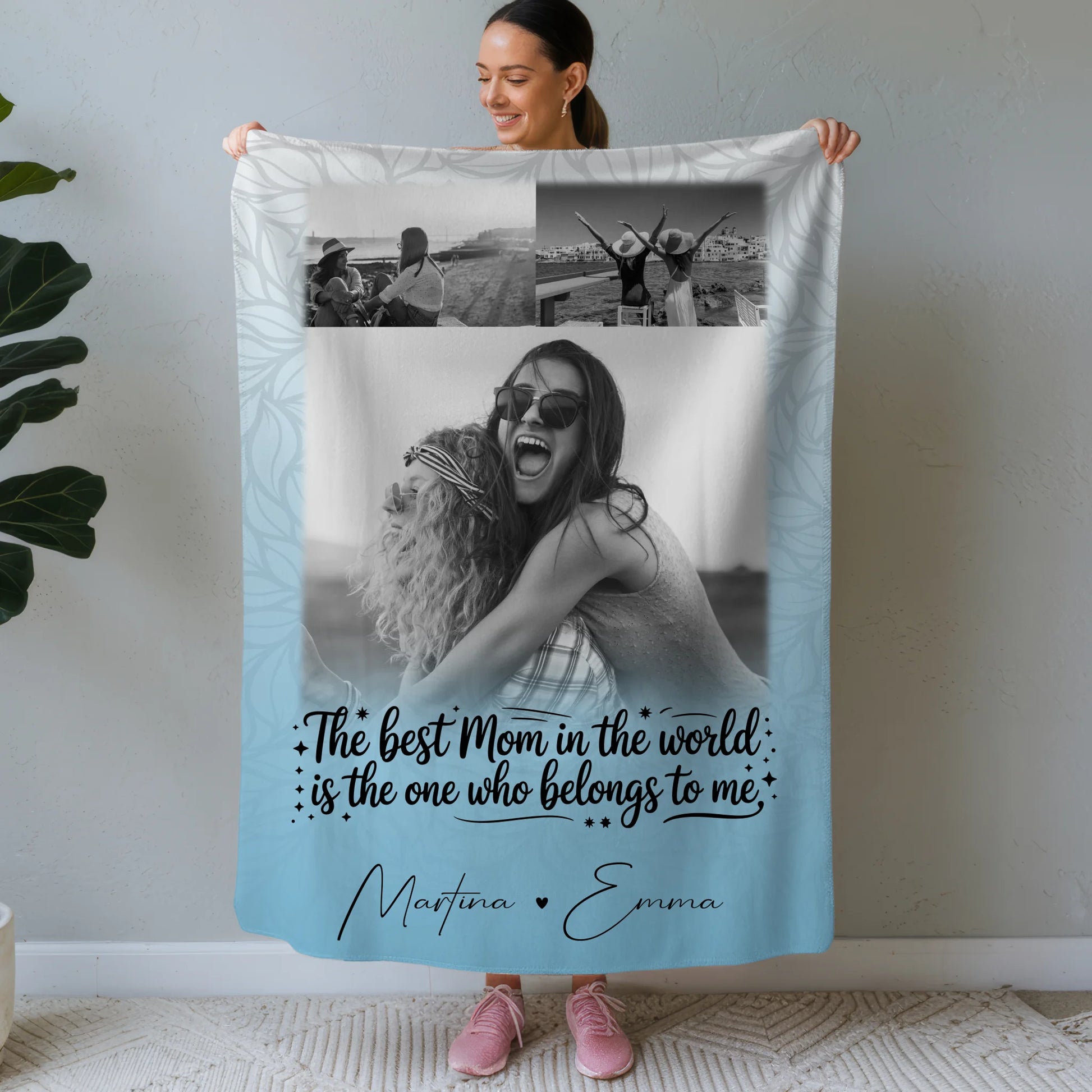 Mama Decke mit 3 Fotos Ein Leben lang an deiner Seite personalisiertes Geschenk 1
