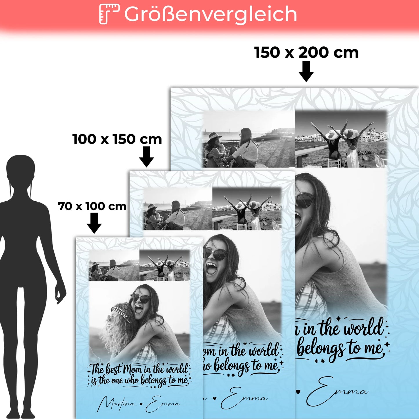 Mama Decke mit 3 Fotos Ein Leben lang an deiner Seite personalisiertes Geschenk 5