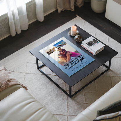 Personalisierte Mama Plakat Acrylglas Bild mit 3 Fotos und Herz Foto Life is better with you in it