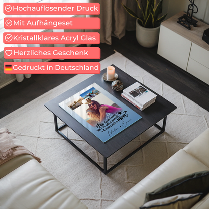 Personalisierte Mama Plakat Acrylglas Bild mit 3 Fotos und Herz Foto Life is better with you in it