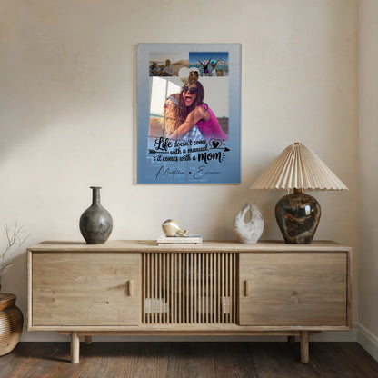 Personalisierte Mama Plakat Acrylglas Bild mit 3 Fotos und Herz Foto Life is better with you in it