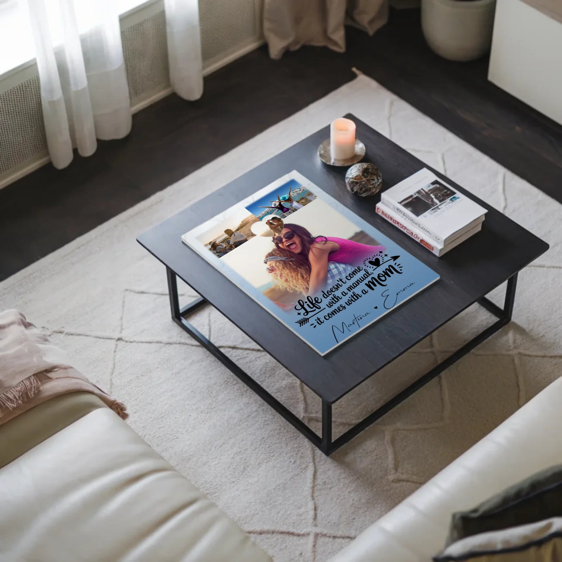 Personalisiertes Mama Plakat mit 3 Fotos und Herz Foto Life is better with you in it 3