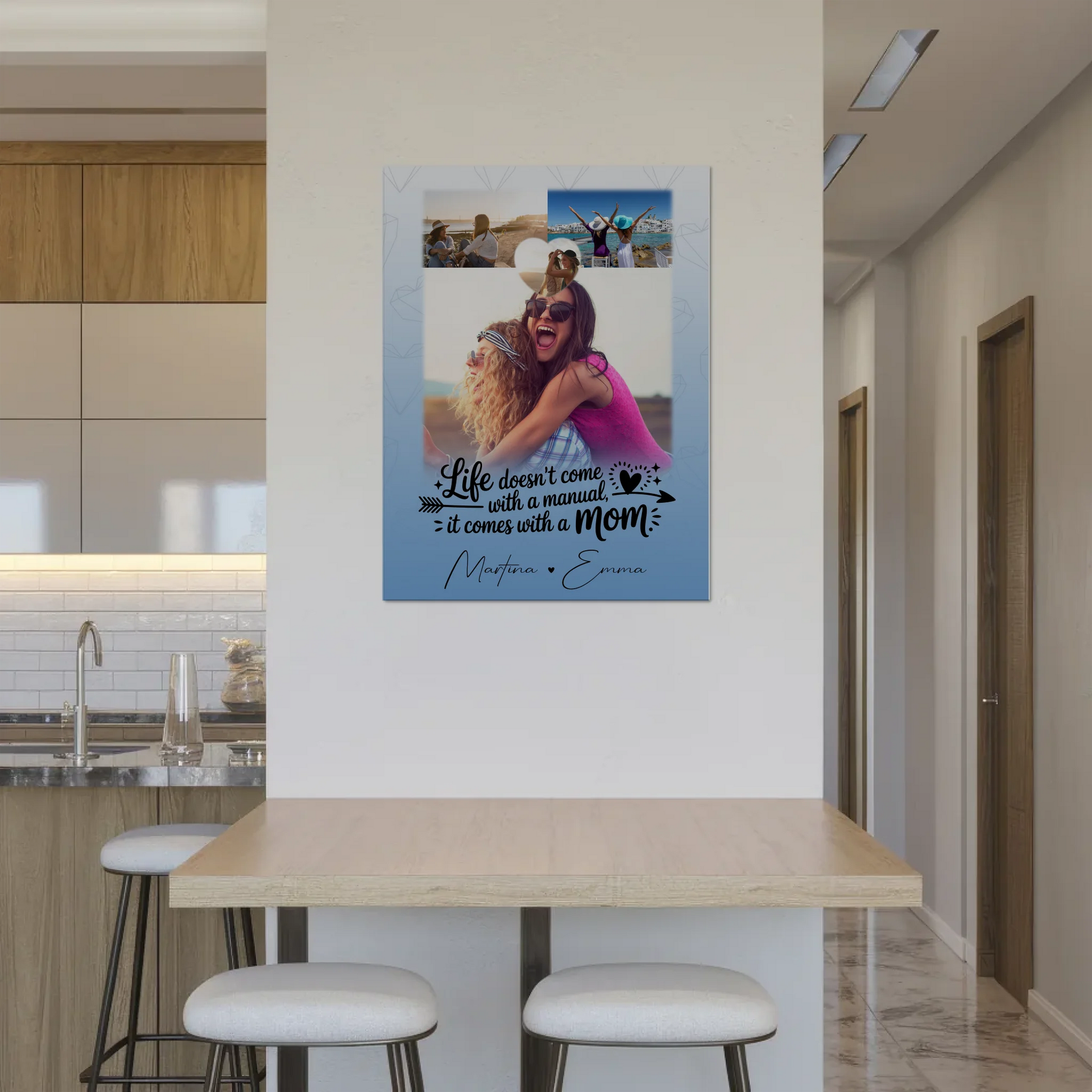 Personalisiertes Mama Plakat mit 3 Fotos und Herz Foto Life is better with you in it 8