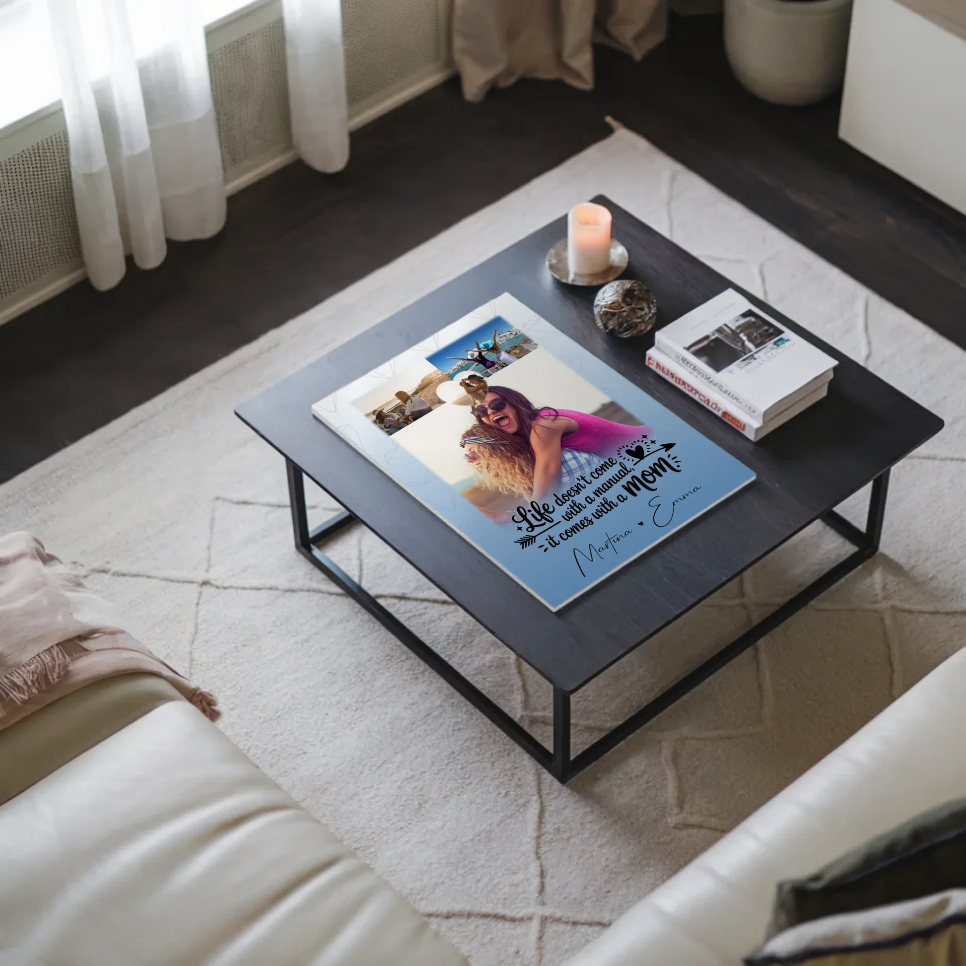 Personalisiertes Mama Plakat mit 3 Fotos und Herz Foto Life is better with you in it 9