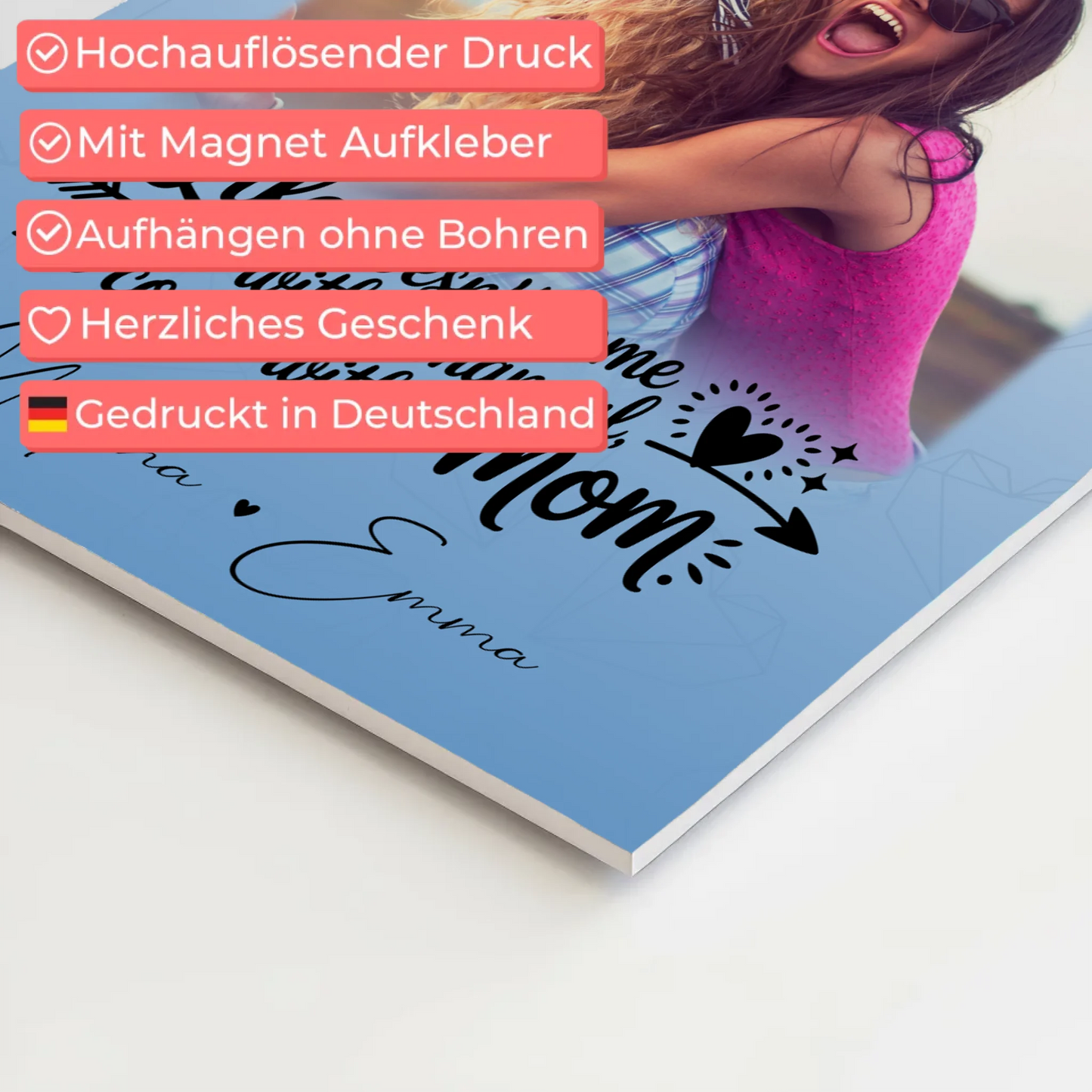 Personalisiertes Mama Plakat mit 3 Fotos und Herz Foto Life is better with you in it 10