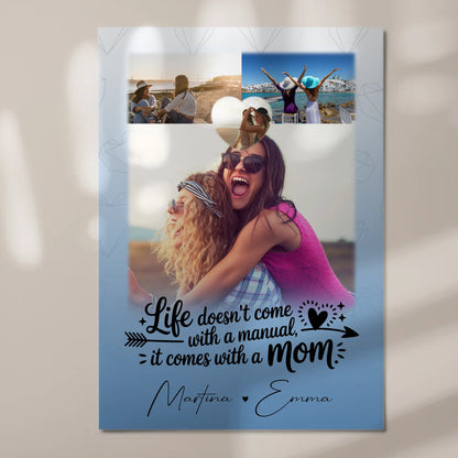 Personalisiertes Mama Plakat mit 3 Fotos und Herz Foto Life is better with you in it