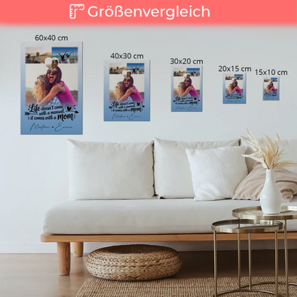 Personalisiertes Mama Plakat mit 3 Fotos und Herz Foto Life is better with you in it