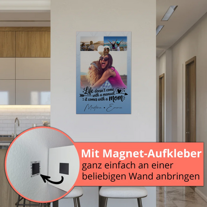 Personalisiertes Mama Plakat mit 3 Fotos und Herz Foto Life is better with you in it