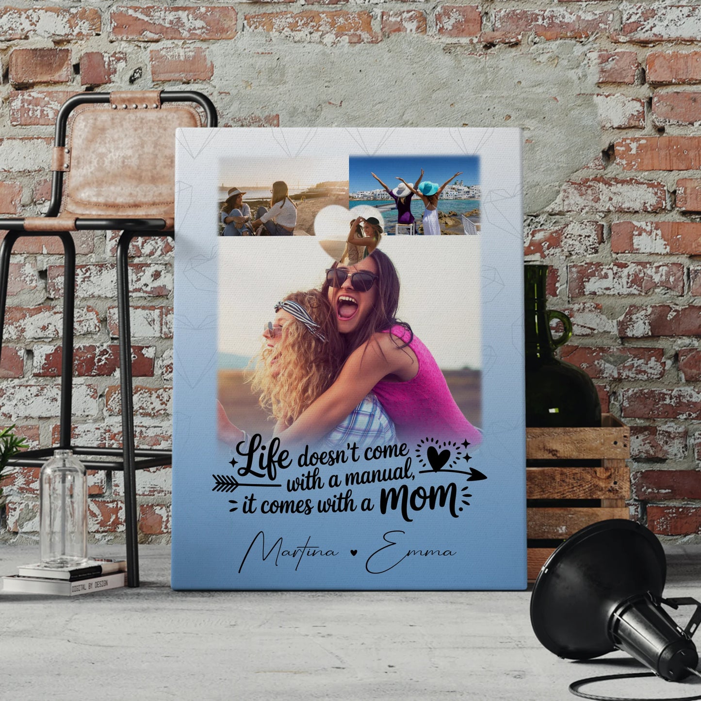 Personalisierte Mama Plakat mit 3 Fotos und Herz Foto Life is Better with You in It