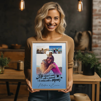Personalisiertes Poster Mama mit 3 Fotos und 1 Herz Foto Life is better with you in it