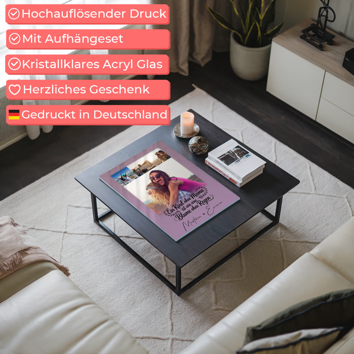 Mama Plakat Acrylglas Bild mit 4 Fotos Einfach mal Danke sagen personalisiertes Geschenk