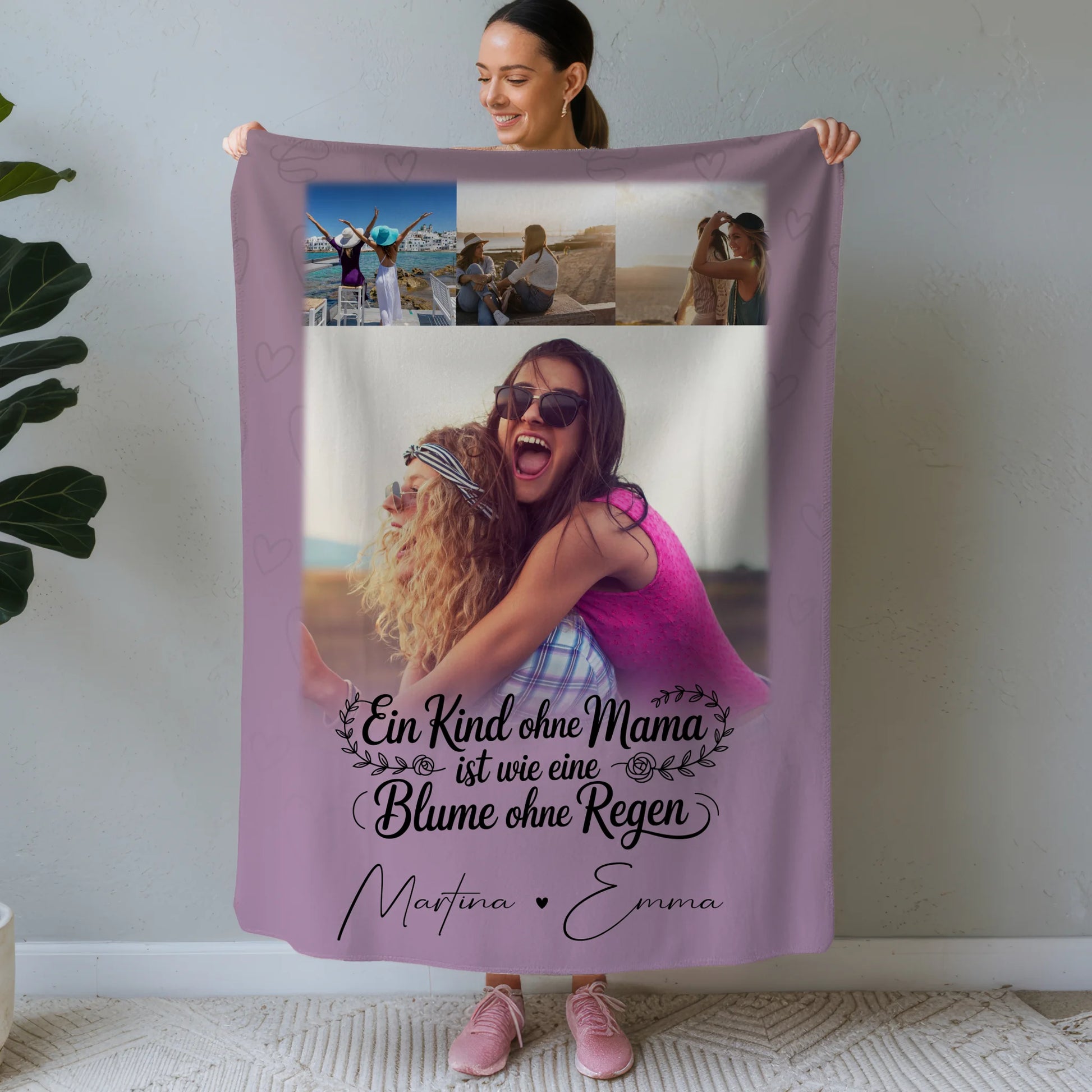 Mama Kuscheldecke mit 4 Fotos Einfach mal Danke sagen personalisiertes Geschenk 1
