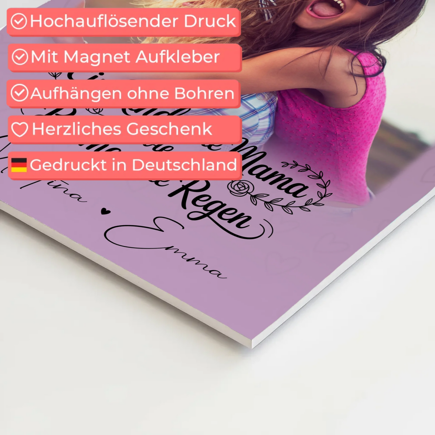 Mama Plakat Fotoboard mit 4 Fotos Einfach mal Danke sagen personalisiertes Geschenk