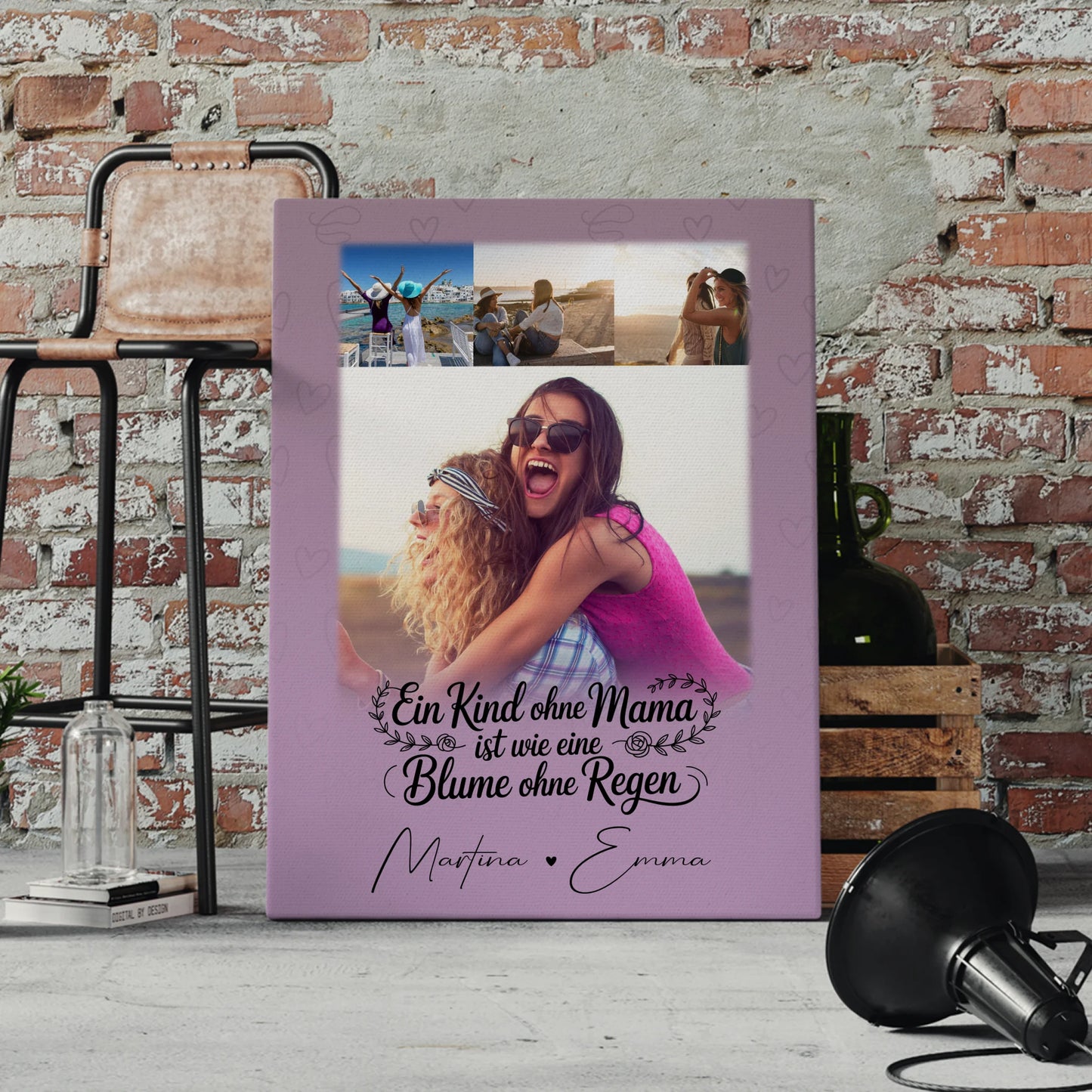 Mama Plakat Leinwand mit 4 Fotos Einfach mal Danke sagen personalisiertes Geschenk