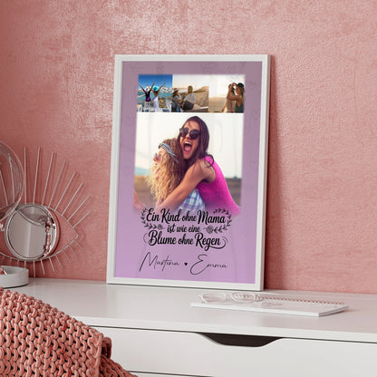 Poster Mama mit 4 Fotos personalisiert als Geschenk zum Einfach mal Danke sagen