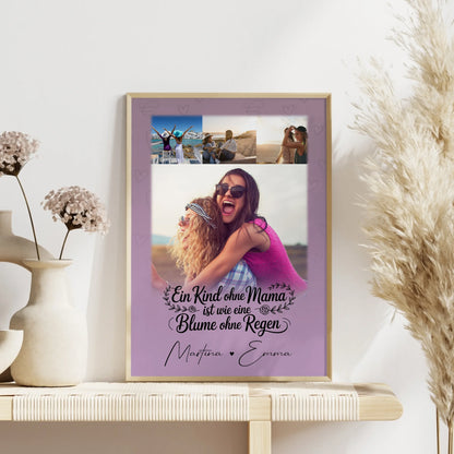 Poster Mama mit 4 Fotos personalisiert als Geschenk zum Einfach mal Danke sagen