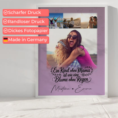 Poster Mama mit 4 Fotos personalisiert als Geschenk zum Einfach mal Danke sagen