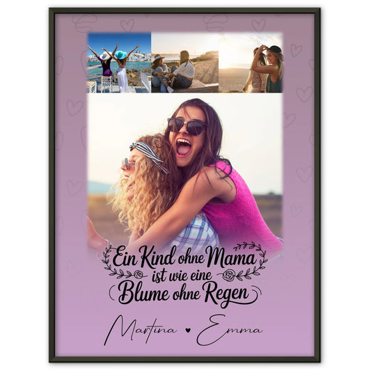 Poster Mama mit 4 Fotos personalisiert als Geschenk zum Einfach mal Danke sagen