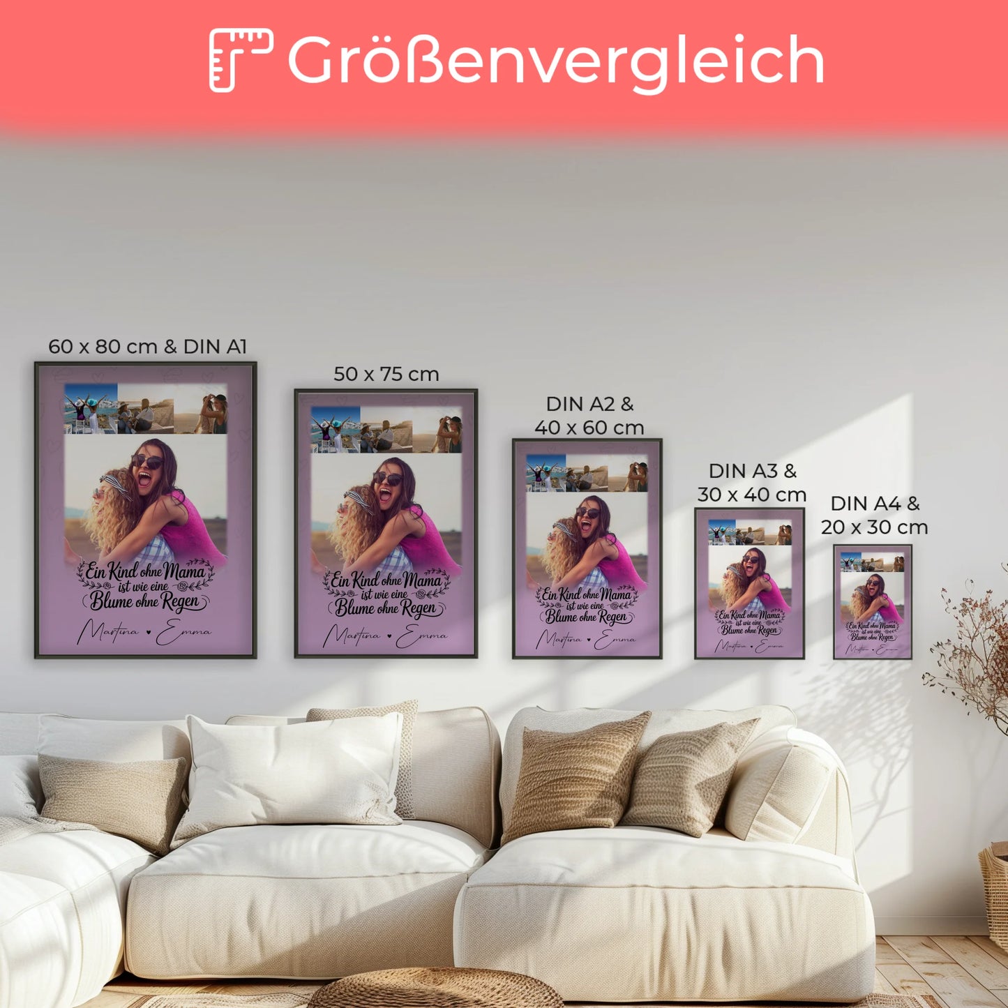 Poster Mama mit 4 Fotos personalisiert als Geschenk zum Einfach mal Danke sagen