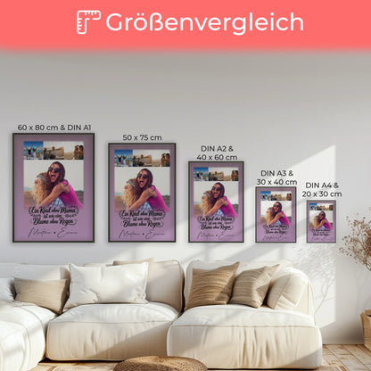 Poster Mama mit 4 Fotos personalisiert als Geschenk zum Einfach mal Danke sagen