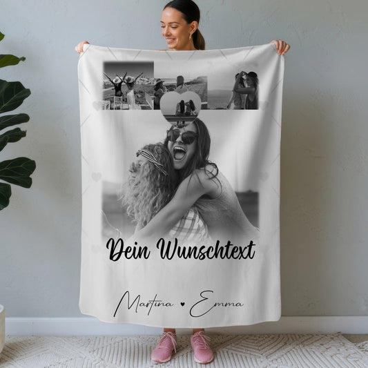 Personalisierte Kuscheldecke für Mama mit 4 Fotos 1 Herz Wunschtext Einfach so 1