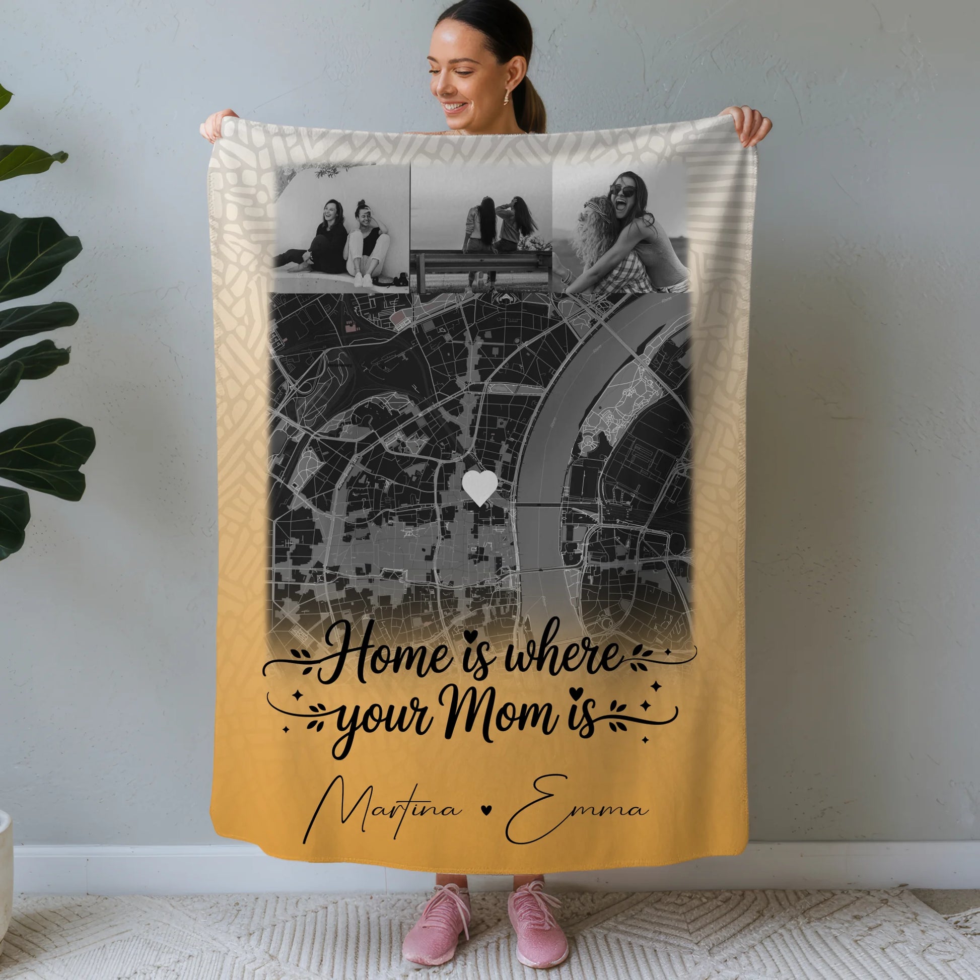 Personalisierte Decke Mama mit 4 Fotos und Karte Zusammen einfach unerträglich Geschenk 1