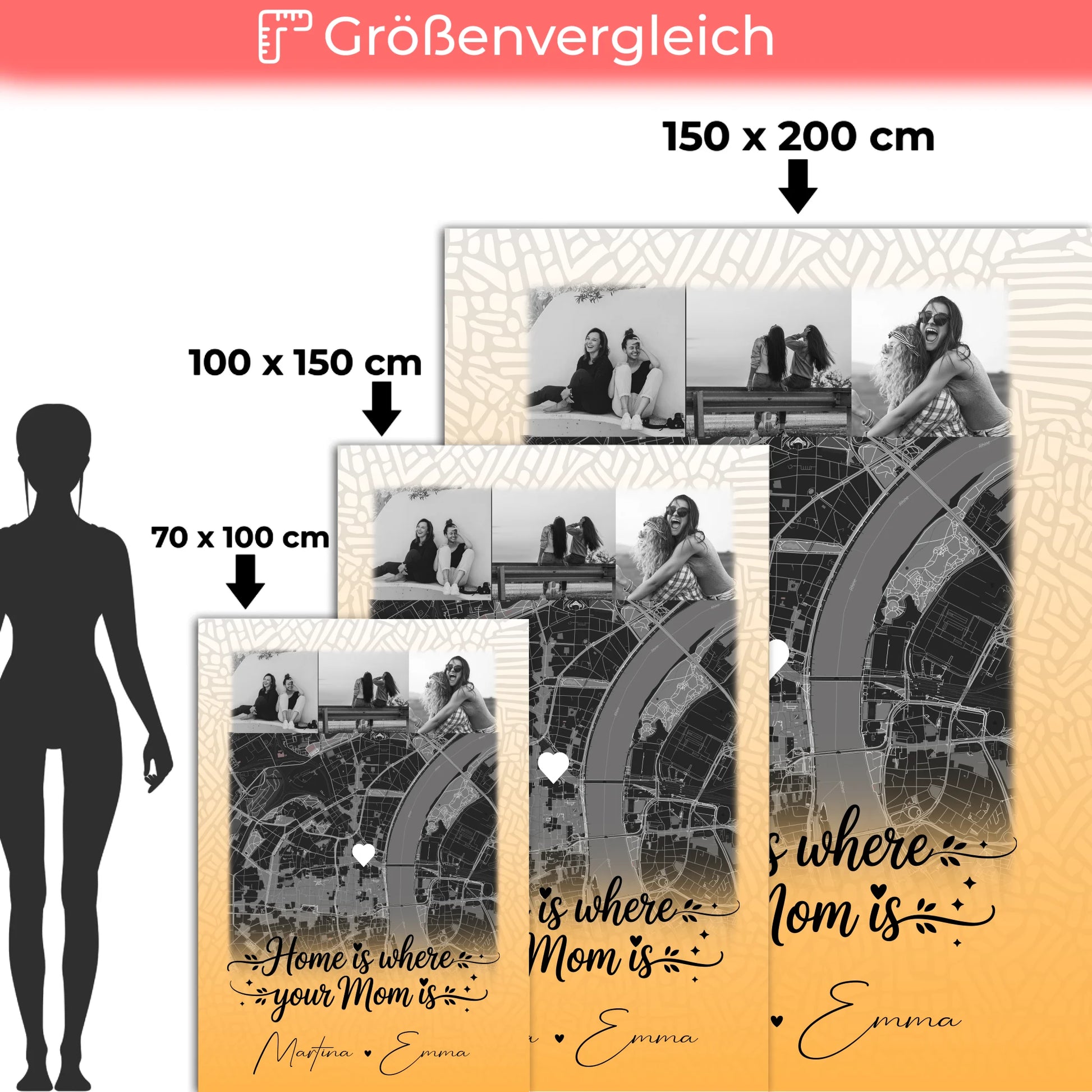 Personalisierte Decke Mama mit 4 Fotos und Karte Zusammen einfach unerträglich Geschenk 5
