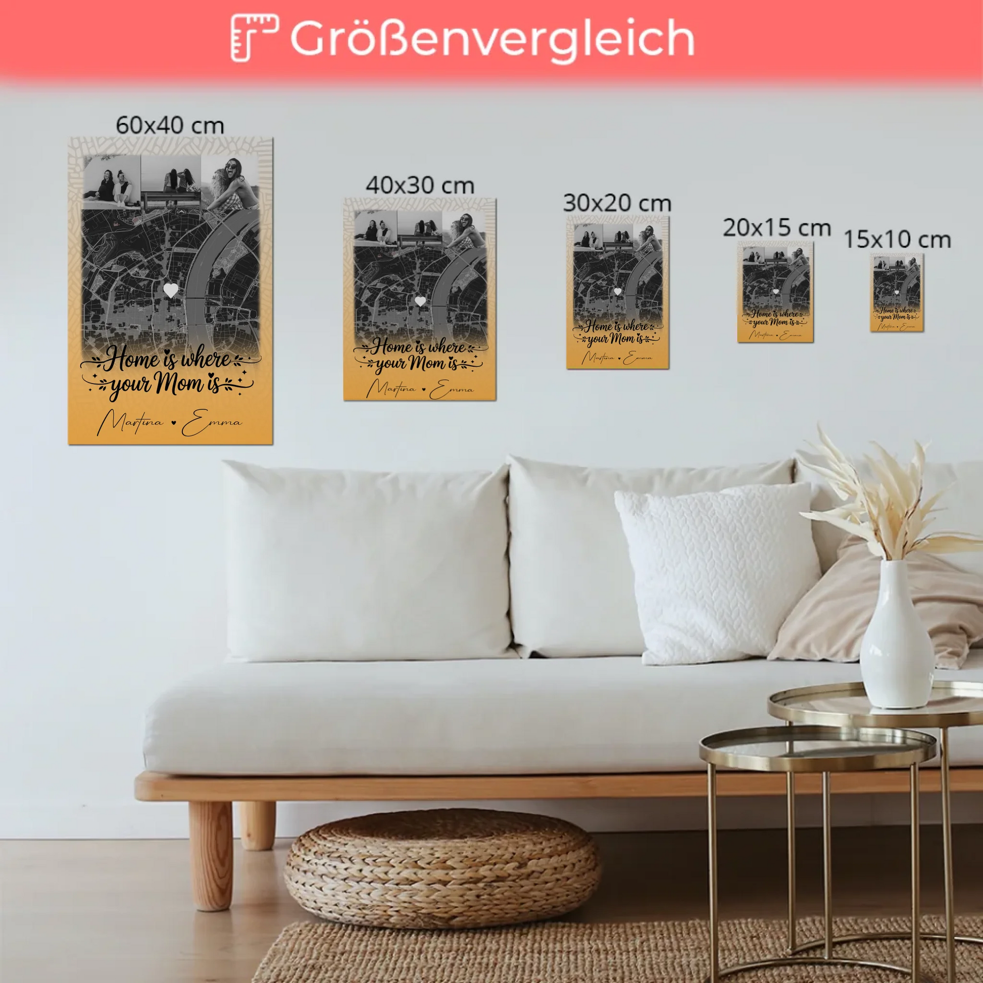Mama Plakat mit 4 Fotos und Karte Zusammen einfach unerträglich personalisiertes Geschenk 6