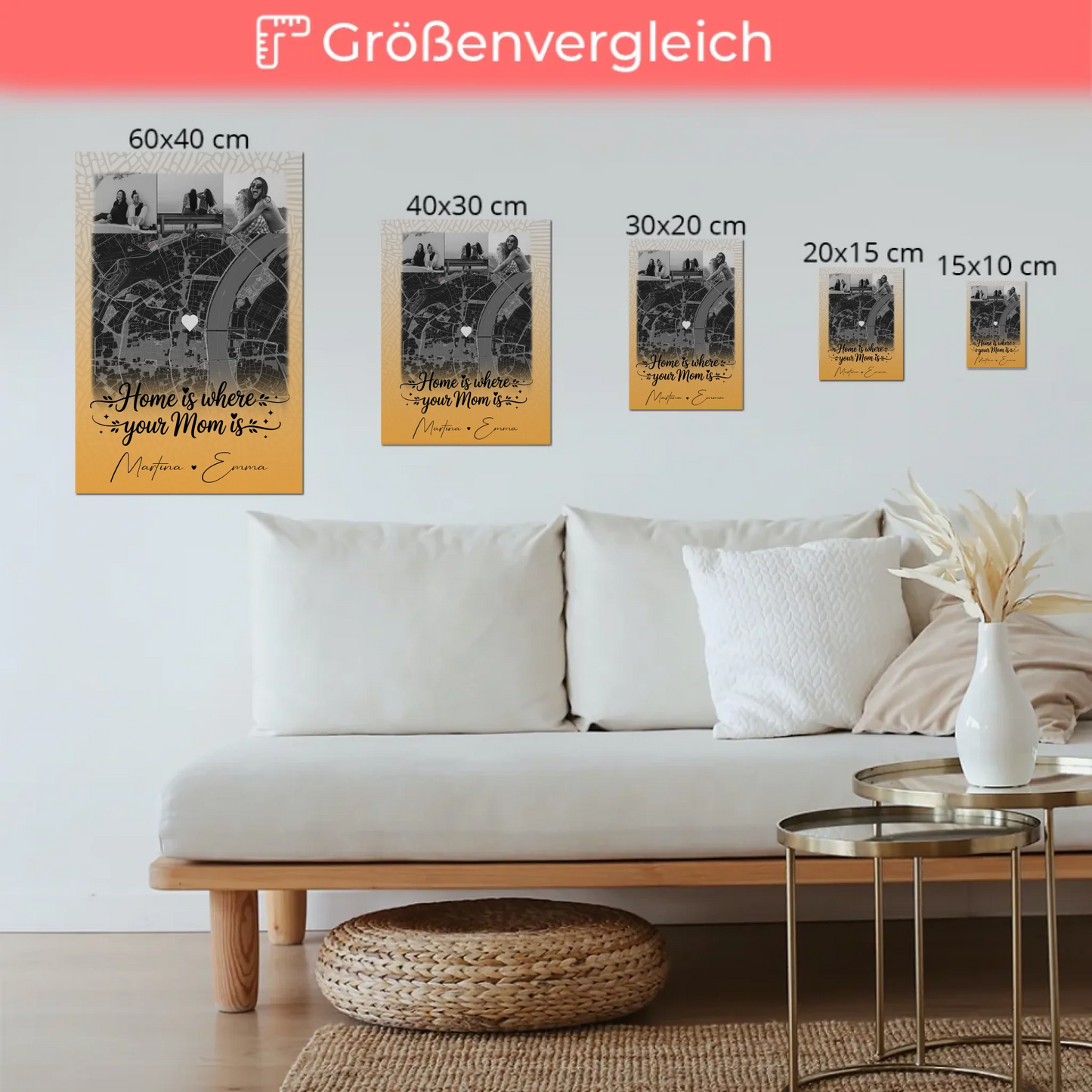 Mama Plakat mit 4 Fotos und Karte Zusammen einfach unerträglich personalisiertes Geschenk