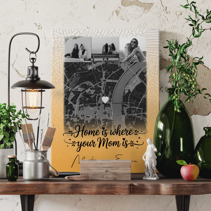 Personalisierte Mama Plakat Leinwand mit 4 Fotos und Karte Zusammen einfach unerträglich