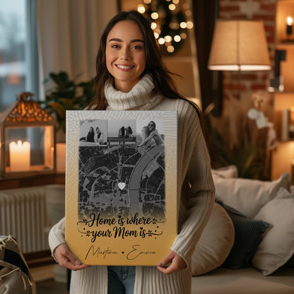 Personalisierte Mama Plakat Leinwand mit 4 Fotos und Karte Zusammen einfach unerträglich