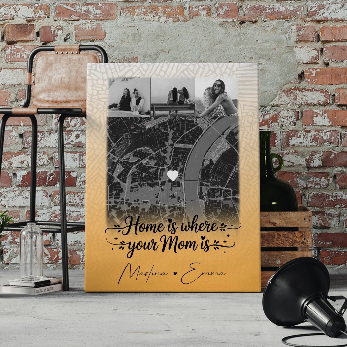 Personalisierte Mama Plakat Leinwand mit 4 Fotos und Karte Zusammen einfach unerträglich