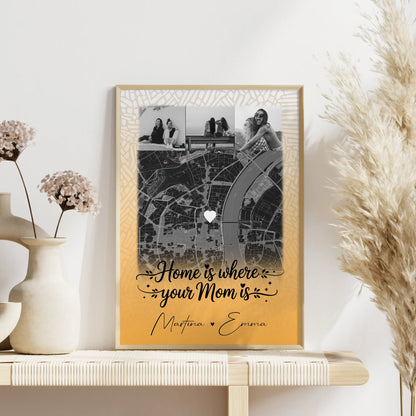 Mama Poster Zusammen einfach unerträglich personalisiert mit 4 Fotos und Karte