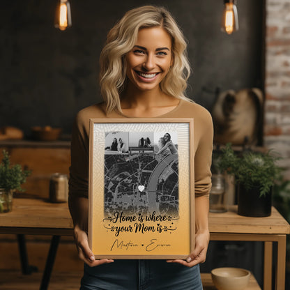 Mama Poster Zusammen einfach unerträglich personalisiert mit 4 Fotos und Karte