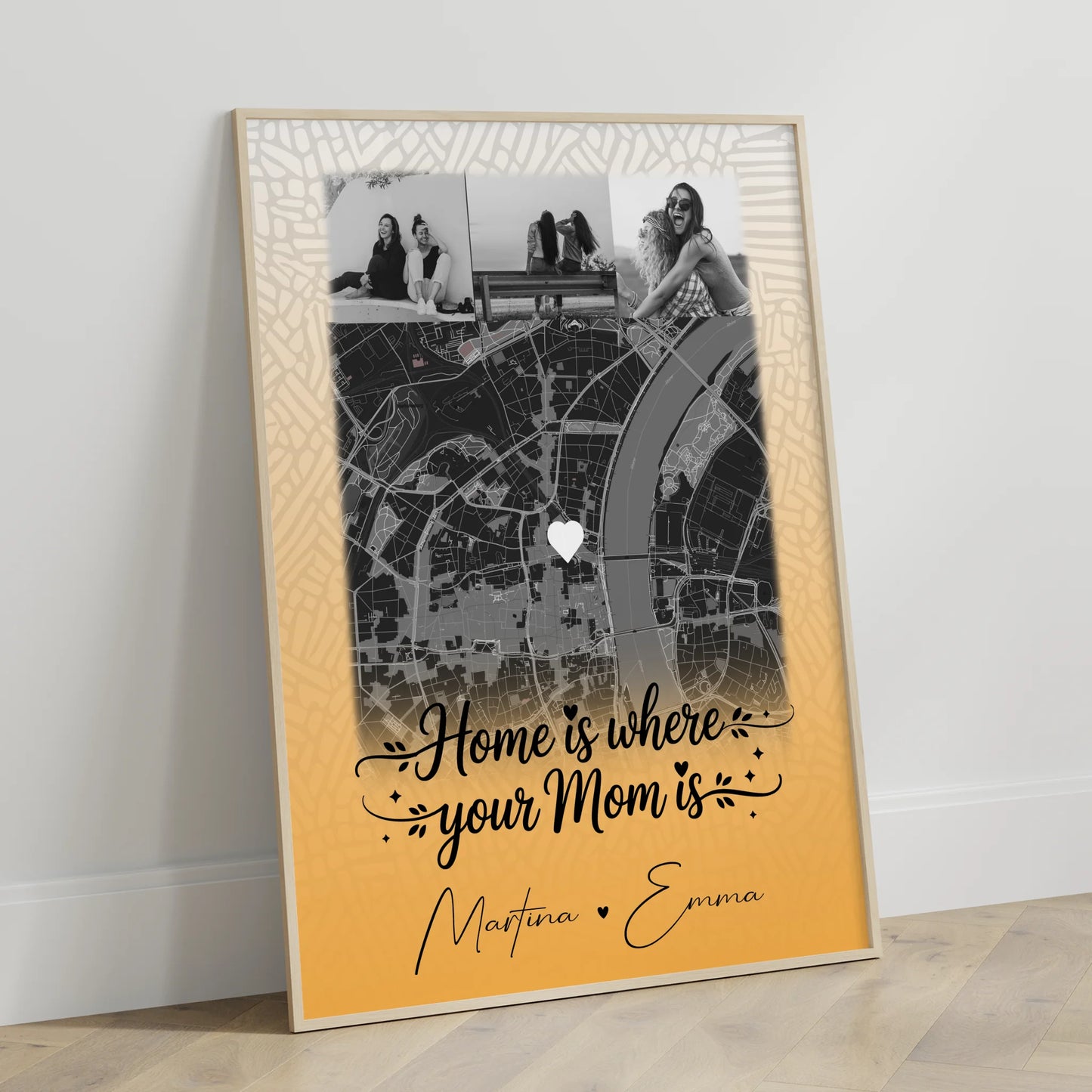 Mama Poster Zusammen einfach unerträglich personalisiert mit 4 Fotos und Karte