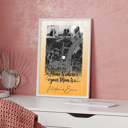 Mama Poster Zusammen einfach unerträglich personalisiert mit 4 Fotos und Karte