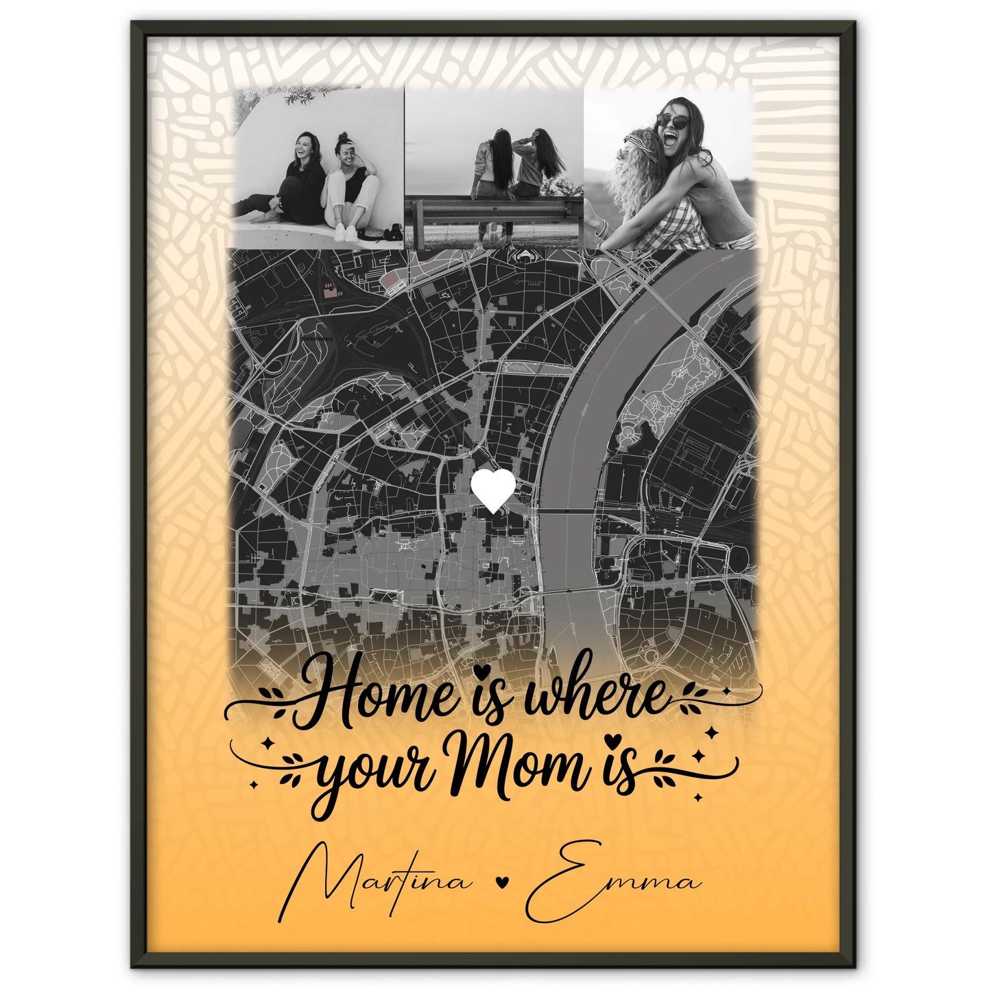 Mama Poster Zusammen einfach unerträglich personalisiert mit 4 Fotos und Karte