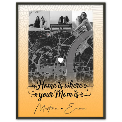 Mama Poster Zusammen einfach unerträglich personalisiert mit 4 Fotos und Karte