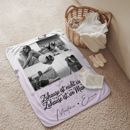 Decke mit Spruch Für Mama mit 4 Fotos und 1 Herz Foto You make my heart smile 2
