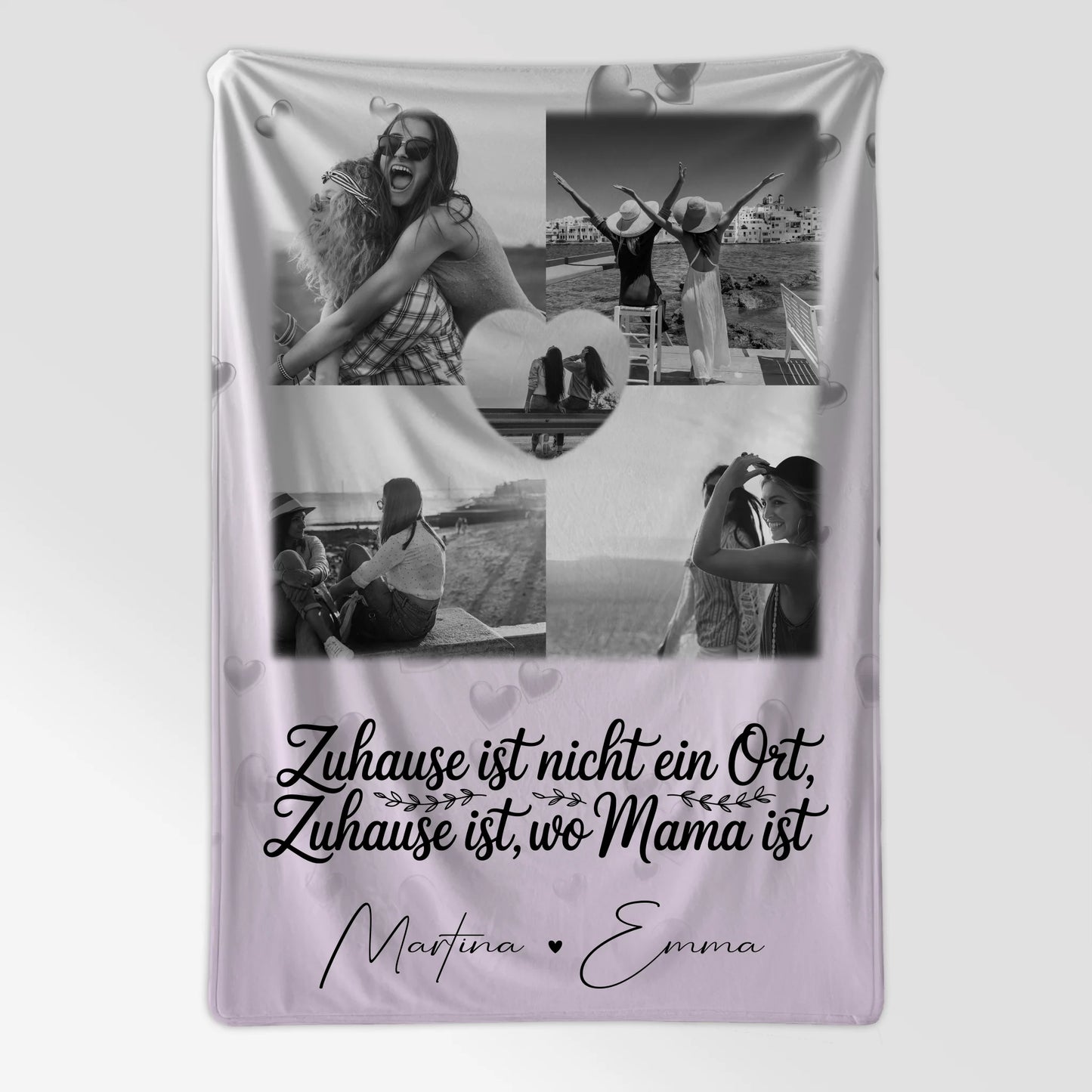 Decke mit Spruch Für Mama mit 4 Fotos und 1 Herz Foto You make my heart smile 7