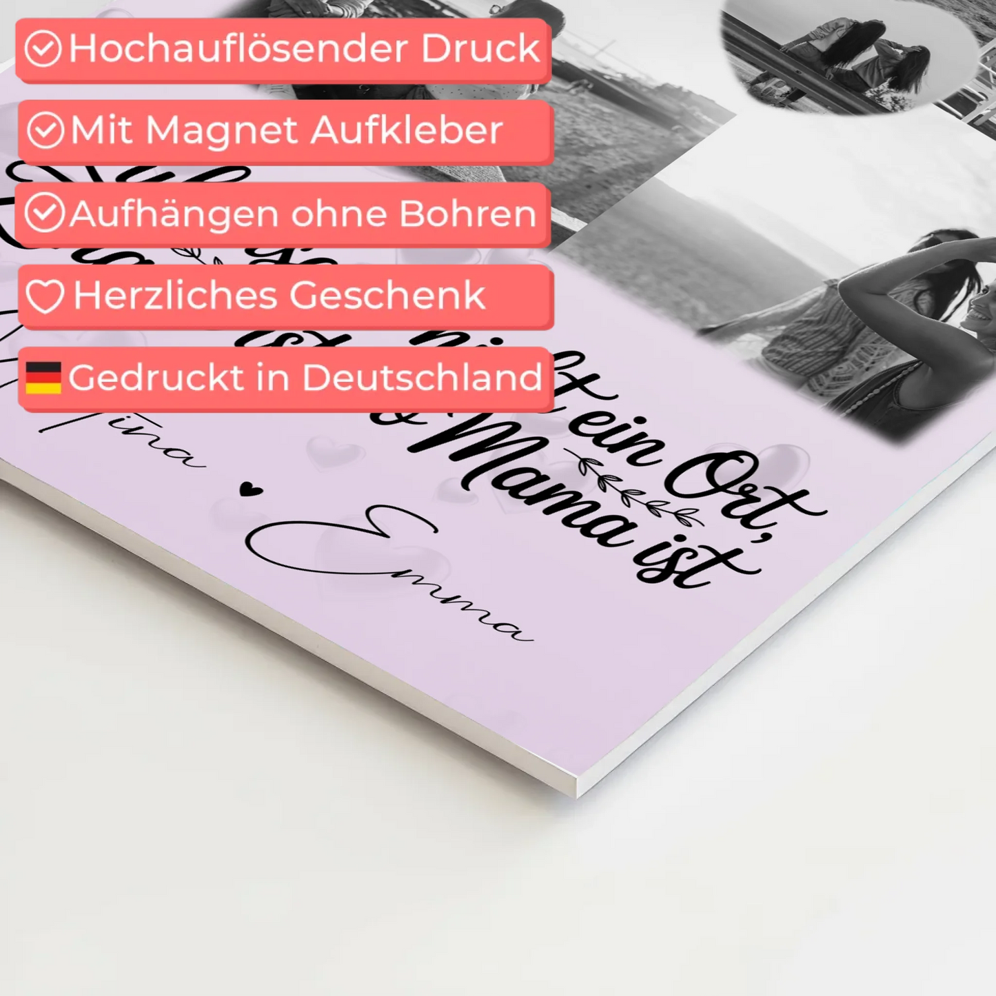 Mama Plakat Fotoboard mit 4 Fotos und Herz Foto You make my heart smile 4