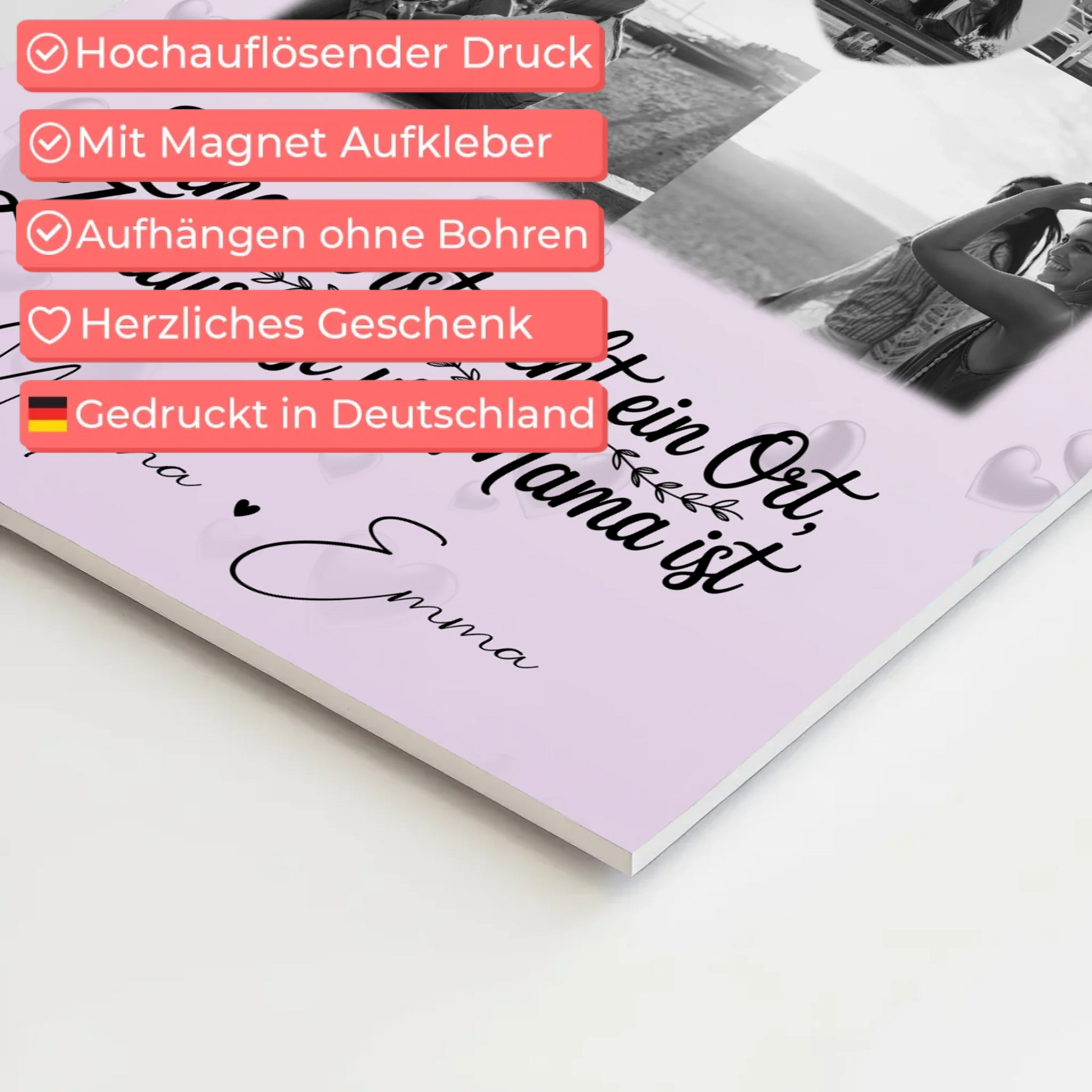 Mama Plakat Fotoboard mit 4 Fotos und Herz Foto You make my heart smile 10