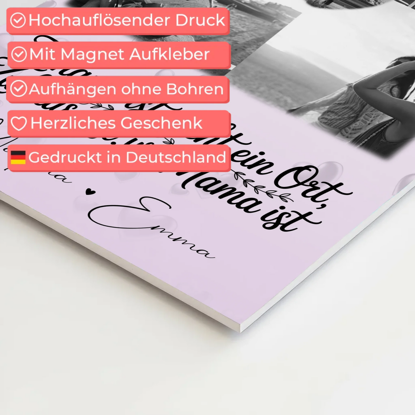 Mama Plakat Fotoboard mit 4 Fotos und Herz Foto You make my heart smile