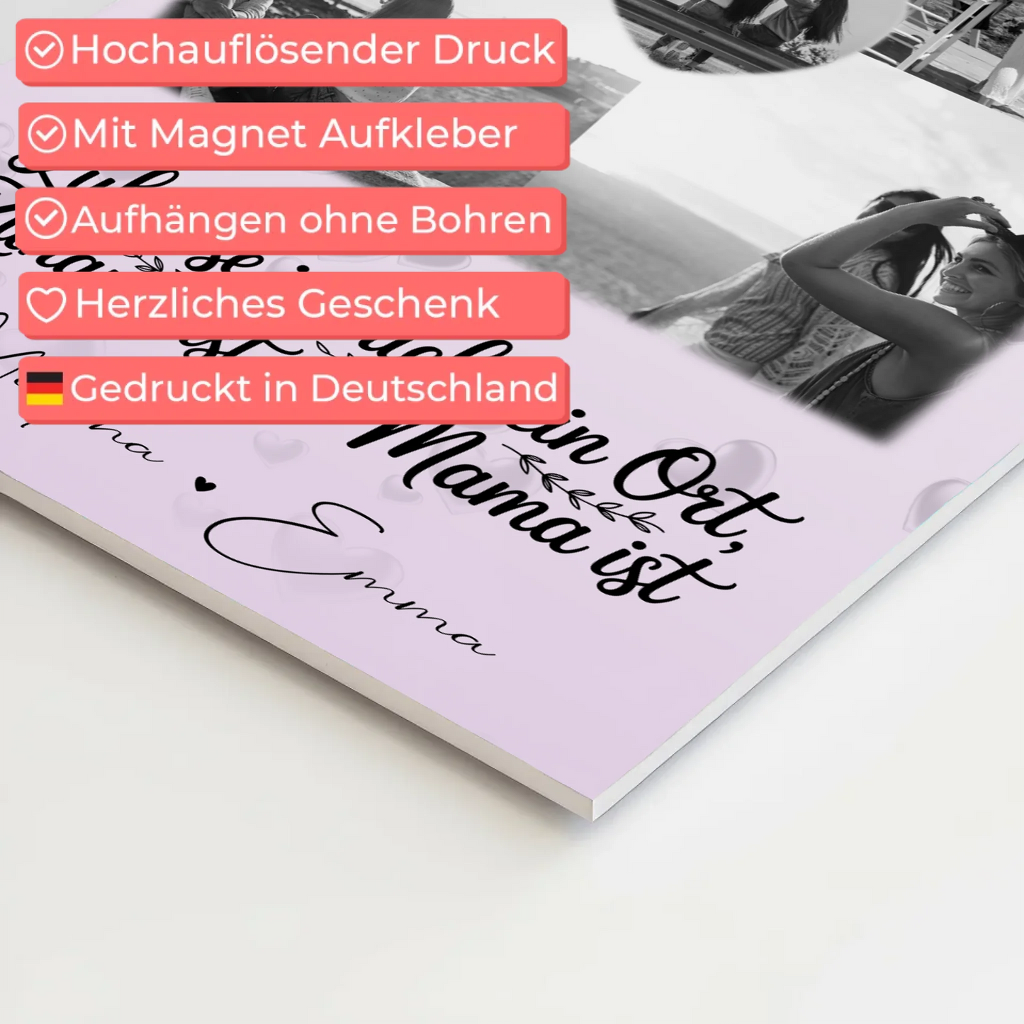 Mama Plakat Fotoboard mit 4 Fotos und Herz Foto You make my heart smile