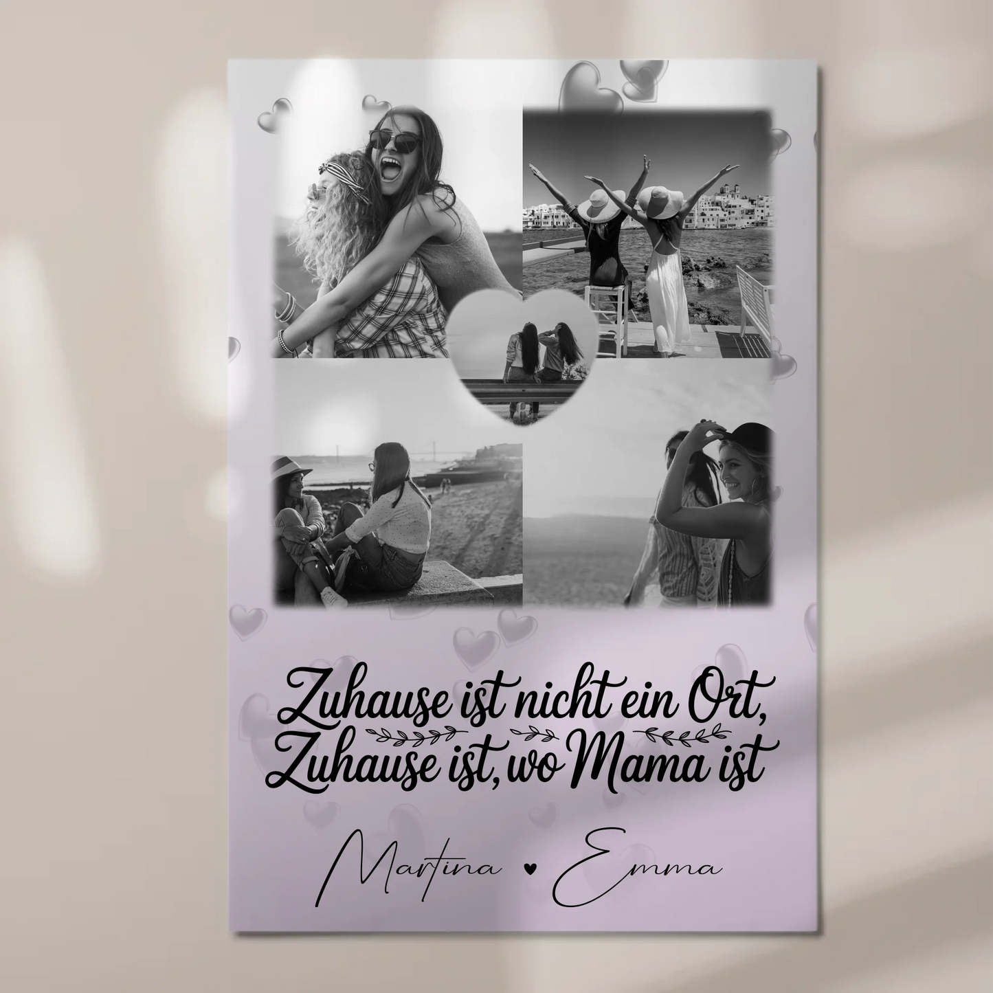 Mama Plakat Fotoboard mit 4 Fotos und Herz Foto You make my heart smile