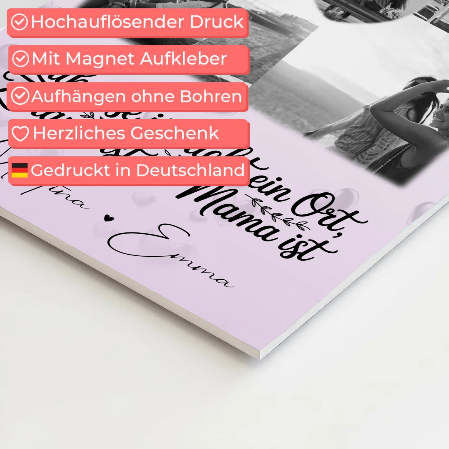 Mama Plakat Fotoboard mit 4 Fotos und Herz Foto You make my heart smile