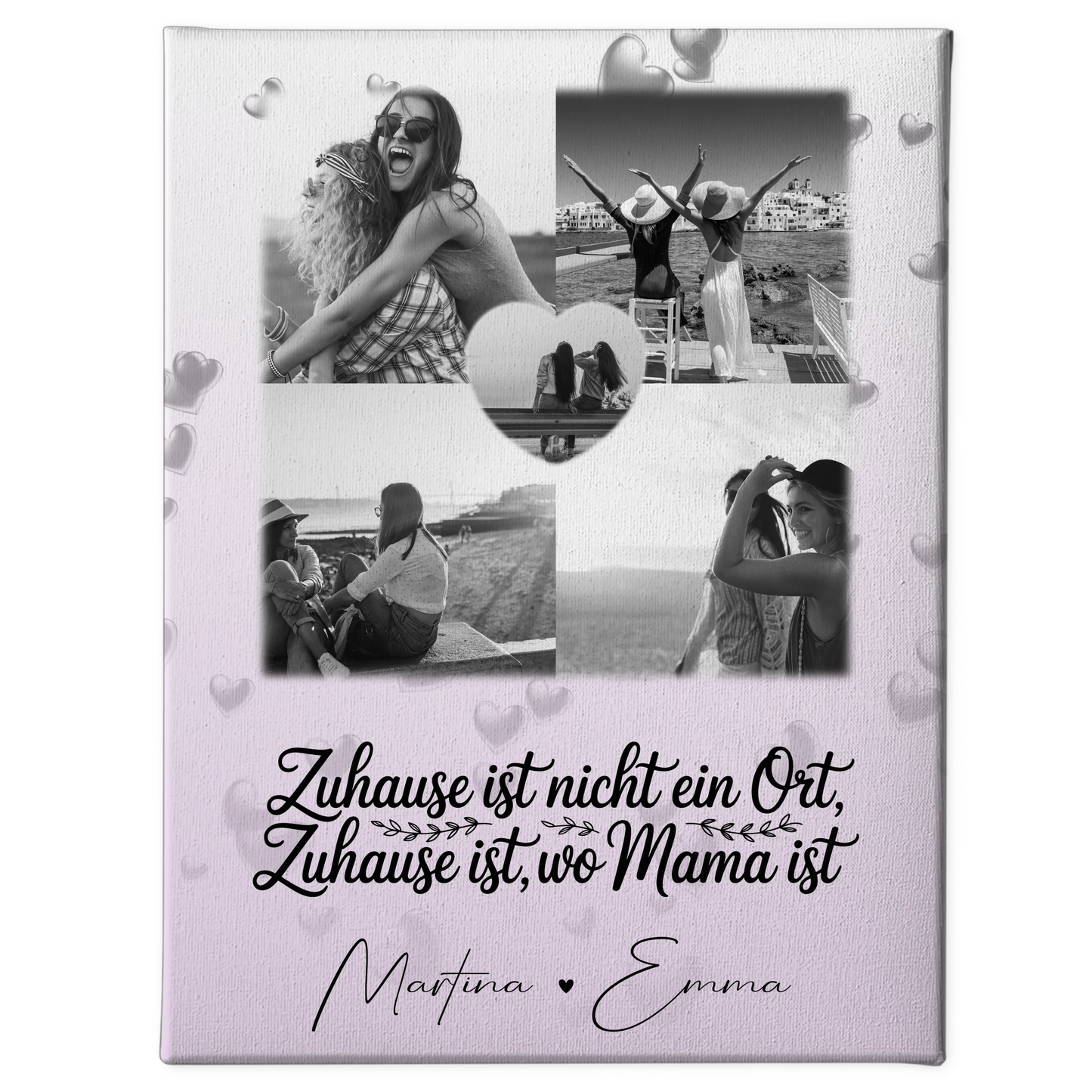 Mama Plakat mit 4 Fotos und Herz Foto You Make My Heart Smile personalisiertes Geschenk