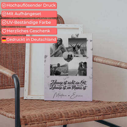 Mama Plakat mit 4 Fotos und Herz Foto You Make My Heart Smile personalisiertes Geschenk