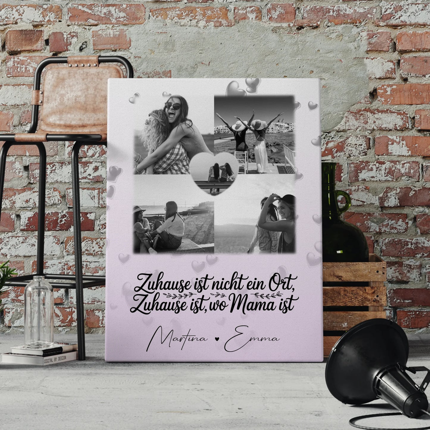 Mama Plakat mit 4 Fotos und Herz Foto You Make My Heart Smile personalisiertes Geschenk